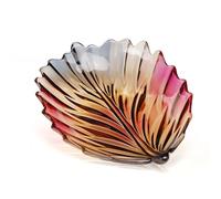 Puremagics Creative Colorful Hand Painted Crystal Glass Leaf-Shaped Decorative Bowl -12.2 inch Diameter Fruit Display & Kitchen Table Centerpiece.