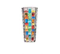 Puremagics Hand Painted Colorful Woven Crystal Vase - 19.5CM, Round, Multicolor, Modern, Table Top, Flowers, Home Decor