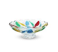 Puremagics Large Hand Painted Colorful Pineapple Shaped Crystal Glass Fruit Bowl,Oval Footed Decorative Bowl-28CM