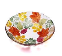 Puremagics Large Leaf-Shaped Hand Painted Colorful Crystal Glass Decorative Bowl. Leaf Shaped Tray Decor for centerpieces,Coffee table-28cm.