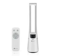 PureMate 2-in-1 Bladeless Tower Fan & air purifier w/ HEPA Filter, 10 Speed Settings, Portable Ultra Quiet Standing Fan w/ Remote Control, Digital PureMate White