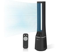 PureMate 2-in-1 Bladeless Tower Fan & air purifier w/ HEPA Filter, 10 Speed Settings, Portable Ultra Quiet Standing Fan w/ Remote Control, Digital PureMate Black