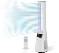 PureMate 2-in-1 Bladeless Tower Fan & air purifier with HEPA Filter, 10 Speed Settings, Portable Ultra Quiet Standing Fan with Remote Control, Digital Display, Powerful Air Cooling for home & office