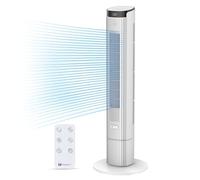 PureMate 43-Inch Tower Fan with Remote Control, Oscillating Bladeless Cooling Fan, 4 Speeds & 4 Wind Modes, 12 Hour Timer, LED Display, Portable Quiet fan for Bedroom Office and Home - White