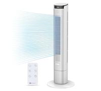 PureMate 43-Inch Tower Fan with Remote Control, Oscillating Bladeless Cooling Fan, 4 Speeds & 4 Wind Modes, 12 Hour Timer, LED Display, Portable Quiet fan for Bedroom Office and Home - White