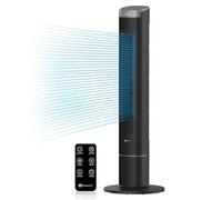 PureMate 43-Inch Tower Fan with Remote Control, Oscillating Bladeless Cooling Fan, 4 Speeds & 4 Wind Modes, 12 Hour Timer, LED Display, Portable Quiet fan for Bedroom Office and Home - Black