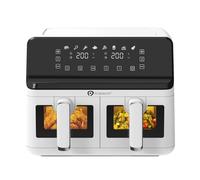 PureMate 9L Dual Air Fryer with Digital Display, Healthy Oil Free 2500W Air Fryer with 8 Preset, LED One Touch Screen, Timer & Adjustable Temperature Control (9L(4.5L+4.5L) Dual Basket)