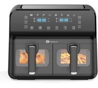 PureMate 9L Dual Air Fryer with Digital Display, Healthy Oil Free 2500W Air Fryer with 8 Preset, LED One Touch Screen, Timer & Adjustable Temperature PureMate Black One Size
