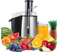 PureMate Centrifugal Juicer Machine, 1000W Powerful Juicer Extractor for Whole Fruit and Vegetable,2 Speed Settings, 75MM Large Feed Chute, Easy to Cl PureMate Silver One Size