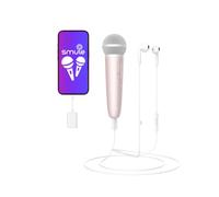 PUREMIC Singing Microphone with Earphone & Stand, Ideal for Vocal Recording, Podcasting, Live Streaming, Gaming, Compatible with Smule & Starmaker & Stingray, USB-C Dongle & Lightning Adapter, Pink