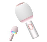 PUREMIC Wireless Bluetooth Karaoke Microphone, 5-in-1 Portable Handheld Mic Speaker with Dynamic RGB Lights, Karaoke Machine for Car Travel Home Party, Music Record (White)