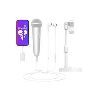 PUREMIC Wireless Bluetooth Karaoke Microphone, Handheld Rechargeable Mic with Type-C Input Receiver & Lightning Adapter, White