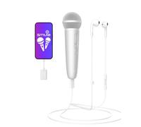 PUREMIC Wireless Bluetooth Karaoke Microphone, Handheld Rechargeable Mic with Type-C Input Receiver & Lightning Adapter, White