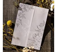 Puremigo 50 Pack Pre-Folded Vellum Jackets for 5x7 Invitations - Silver Rose - 115GSM Vellum Paper 5x7 Jackets - Vellum Wedding Invitations Wraps - Transparent Wedding Invitations Jacket