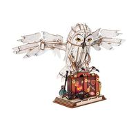 PUREMIND Harry Potter Hedwig 3D Wooden Puzzle, DIY Model Kit | Officially licensed, movable head, owl model, suitcase-style base, desk or shelf display, collectable Harry Potter gift