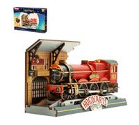 PUREMIND Harry Potter Hogwarts Express 3D Wooden Puzzle, Platform 9¾ Model | Official licence, Harry Potter gifts, steam locomotive, linked moving wheels, DIY assembly, desk decor, collectable display