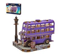 PUREMIND Harry Potter Knight Bus 3D Wooden Puzzle Kit, Privet Drive Model | Official licence, Harry Potter gifts, triple-decker design, rotating roof, mechanical motion, DIY build, collectable display