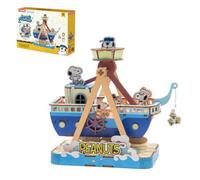 PUREMIND Snoopy PEANUTS Pirate Ship 3D Wooden Puzzle, DIY Model Kit | Officially licensed, swinging pirate ship, amusement park scene, DIY assembly, wooden model, collectable display
