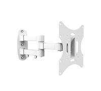 PureMounts TV Wall Mount, Swivelling Tilting Universal Bracket for 10-37 Inch Flat & Curved Heel Monitor up to 30 kg, Max. VESA 200 x 200 mm, White