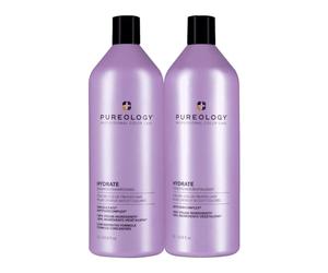 Pureology Hydrate Moisturising Shampoo and Conditioner Duo Set, For Medium to Thick Dry, Colour Treated Hair, Vegan Formulas, Sulphate Free for a Gentle Cleanse 1000ml