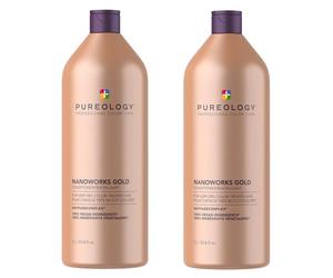 Pureology Nanoworks Gold Conditioner 1000ml Supersize Double Pack Worth £184
