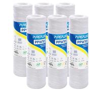 PUREPLUS 20 Micron 10"x2.5" Whole House String Wound Sediment Filter 6 Pack | Design for Well Water, PPW10 Compatible with WFPFC4002, CW-F, CW-MF, WP-5, W50PE, WFPFC3002, SPC-25-1050, FM-50-975, WB-50W
