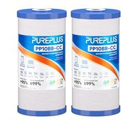 PUREPLUS 25 Micron 10" x 4.5" Whole House Sediment and Carbon Water Filter Replacement Cartridge for GE FXHTC, GXWH40L, GXWH35F, GNWH38S, Culligan RFC-BBSA, WRC25HD, PP10BB-CC, Pentek RFC-BB, 2Pack