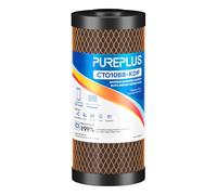 PUREPLUS 5 Micron 10" x 4.5" Whole House Coconut Shell Activated Carbon and KDF Water Filter, Heavy Metal Removal Replacement Water Filter, Compatible with GXWH40L, GXWH35F, BB10, CTO10BB-KDF, 1 PACK