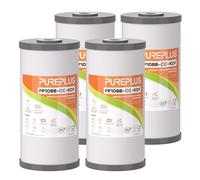 PUREPLUS 5 Micron 10" x 4.5" Whole House PP Sediment Carbon KDF Composite Heavy Metal Reduction Filter Cartridge for GE FXHTC,GXWH40L,GXWH35F,GNWH38S,Culligan RFC-BBSA,WRC25HD,Pentek RFC-BB,4Pack
