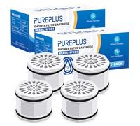 PUREPLUS WHR-140 Shower Head Filter Cartridge, Replacement for Culligan WSH-C125, HSH-C135, ISH-100, HSH-BN135, S-H200-C, S-H200-BN, S-W100-C Advanced KDF WTR Filtration & Consistent Water Flow, 4Pack