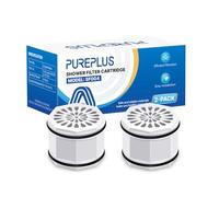 PUREPLUS WHR-140 Shower Head Water Filter Cartridge, Replacement for Culligan WSH-C125, HSH-C135, ISH-100, HSH-BN135, S-H200-C, S-H200-BN, S-W100-C Advanced KDF WTR Filtration for Softer Skin, 2Pack