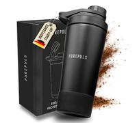 PUREPULS® Shaker Stainless Steel 750 ml BPA Free & Double-Walled Insulated Ice Cold Shakes Leak-Proof Protein Shaker for Gym, Fitness & Strength Sports 304 Stainless Steel & Dishwasher Safe (up to 45