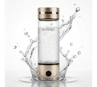 Purequ Hydrogen Water Bottle with LED Light - 330ml Hydrogen Water Generator with SPE & PEM Technology, Portable and Rechargeable Water Ionizer Enhances Hydration & Immunity