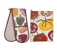 Purer Home X Eden Project Cotton Double Oven Gloves & 2 Piece Tea Towel - Tomatoes