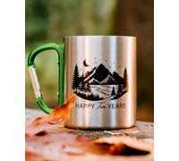 PureRejuva 10 Year Anniversary Tin Aluminum Mug for Him - Carabiner Handle Camping Cup 12oz - Tenth Wedding Keepsake for Husband, Wife, Couple - Present Boxed for Men, Women