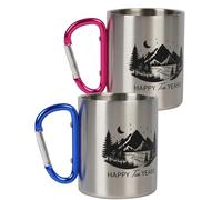 PureRejuva 10 Year Anniversary Tin Aluminum Mug for Him - Carabiner Handle Camping Cup 12oz - Tenth Wedding Keepsake for Husband, Wife, Couple - Present Boxed for Men, Women