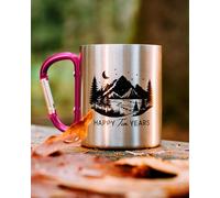 PureRejuva 10 Year Anniversary Tin Gifts for Him - Tin Anniversary for Husband - 8-12oz Aluminum Mug with Carabiner Handle - 10th Anniversary for Couple (Hot Pink 12oz)