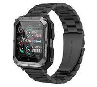 PUREROYI Military Smart Watch Band, Quick Release Stainless Steel Metal Replacement Straps Compatible for PUREROYI C20 Pro Smartwatch/PUREROYI C21/TAOPON 1.85 NX3/LENUMB/Rgthuhu NX3/Moowhsh HM09 watch
