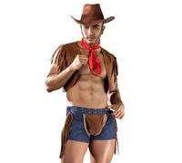 PureSeduce Men's cosplay cow boy soldier camouflage Police Sexy Underwear Adult Bodysuit, Black Leather, Role Play Costume, sexy police, Pajama Party Uniform Temptation