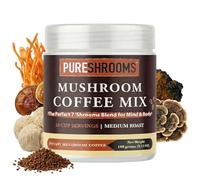 PureShrooms Perfect 7 Mushroom Coffee - Instant Single Origin Arabica with Organic Lion’s Mane, Reishi & Cordyceps - Low Acidity Nootropic Superfood Beverage for Focus & Energy, 50 Servings