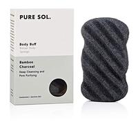pureSOL Konjac Sponge - Activated Charcoal - Body Sponge - Gentle Exfoliating Sponge, Deep Cleansing, Improved Skin Texture - Konjac Body Or Facial Cleansing Sponge - Natural Beauty Products