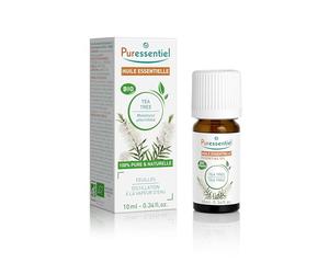 Puressentiel Organic Tea Tree Essential Oil 10ml - 100% Pure & Natural, Vegan - Aromatherapy - Massage & Bath - Fresh & Camphor-Like Fragrance - Undiluted, Assured traceability