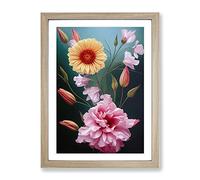 Purest Flowers Framed Print | A4 Oak Framed Wall Art | Ready to Hang | Modern Floral Picture | Living Room Bedroom Lounge Office