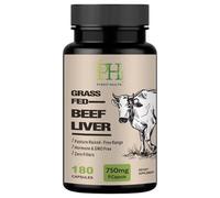 Purest Health Grass Fed Beef Liver Capsules - 750mg Per Capsule - 180 Capsules - Supports Energy, Focus, Skin Health, Immunity & Full Body Wellness - Non GMO - Lab Tested