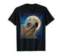 PureStore Unisex Adults Rock Hyrax With The Moon Meme T-Shirt, Black, S, Short Sleeve, Classic Fit, Crew Collar, Pullover, Printed, Lightweight, Solid Colors: 100% Cotton