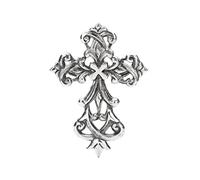 PURESTORY 8.5 Inch Decorative Wall Cross Metal Decorations For Home.Religious Metal Hanging Cross Wall Decor.Metal Cross Wall Decor Art for Home - Antique Silver Black