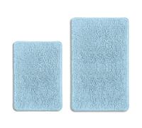 PureSwan Baby Blue Bathroom Rugs Sets 2 Piece - Absorbent and Washable Bath Mat, Non-Slip, Thick Soft Chenille Bath Rugs for Bathroom, Kitchen, Shower, Sink - 17" x 24"+20" x 32"