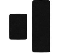 PureSwan Bathroom Rugs Sets 2 Piece - Absorbent and Washable Bath Mat, Non-Slip, Thick Soft Chenille Bath Rugs for Bathroom Floor, Shower, Sink(17" x 24"+17" x 47", Black)