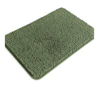PureSwan Olive Green Bathroom Rugs - Absorbent and Washable Bath Mat, Non-Slip, Thick Soft Chenille Bath Rugs for Bathroom, Shower, Sink - 17" x 24"
