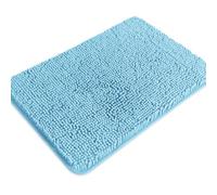 PureSwan Sky Blue Bathroom Rugs - Absorbent and Washable Bath Mat, Non-Slip, Thick Soft Chenille Bath Rugs for Bathroom Floor, Shower, Sink - 17" x 24"